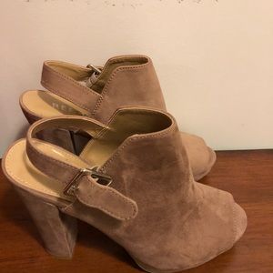 Tan sling back platform sandals